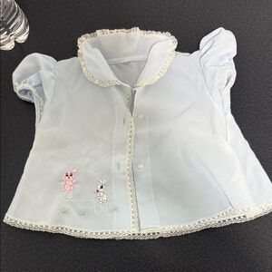 Light Blue Kids Shirt with Embroidered Design 60’s